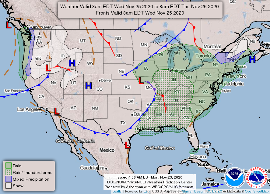 Thursday forecast map